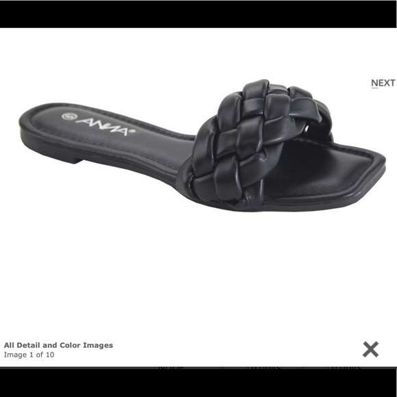 Black Braised Strap Leather Slide Sandals - Picture 10 of 10